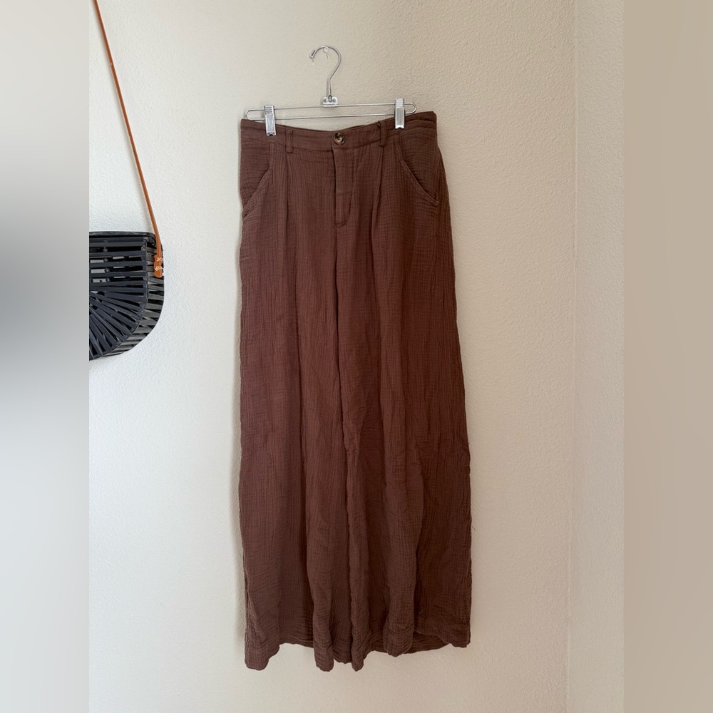 Millibon Jolie Brown Wide Leg Pant, Size Medium